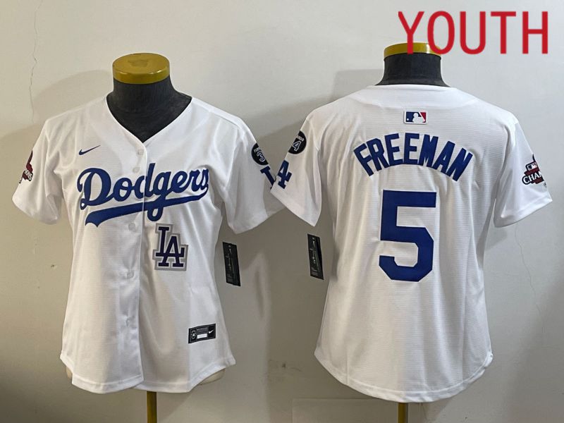 Youth Los Angeles Dodgers #5 Freeman White Game 2024 Nike MLB Jersey style 12098